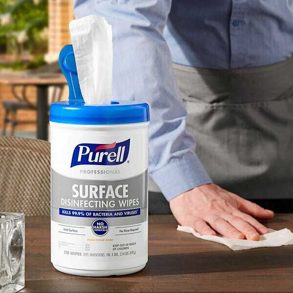 Purell Purell 9342-06 110 Count Professional Surface Disinfecting Wipes - 6/Case, 6PK 381P934206